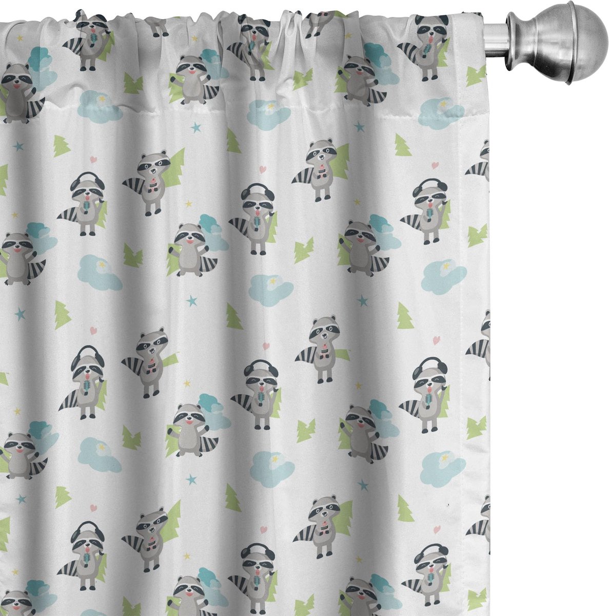 ABAKUHAUS Jungle gordijnen – 2x75x225 cm – microvezel – donkerend Meerkleurig Wit