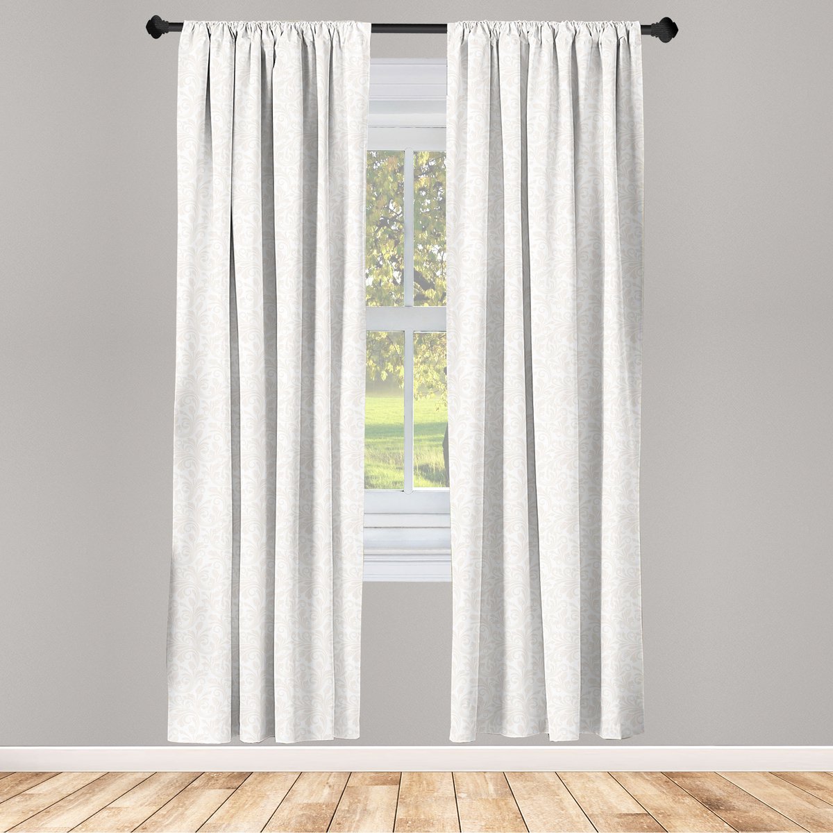 ABAKUHAUS Middeleeuwse Victoriaanse Bloemblaadjes – 2‑Paneel Voorhang – Beige/Wit – 75×225 cm