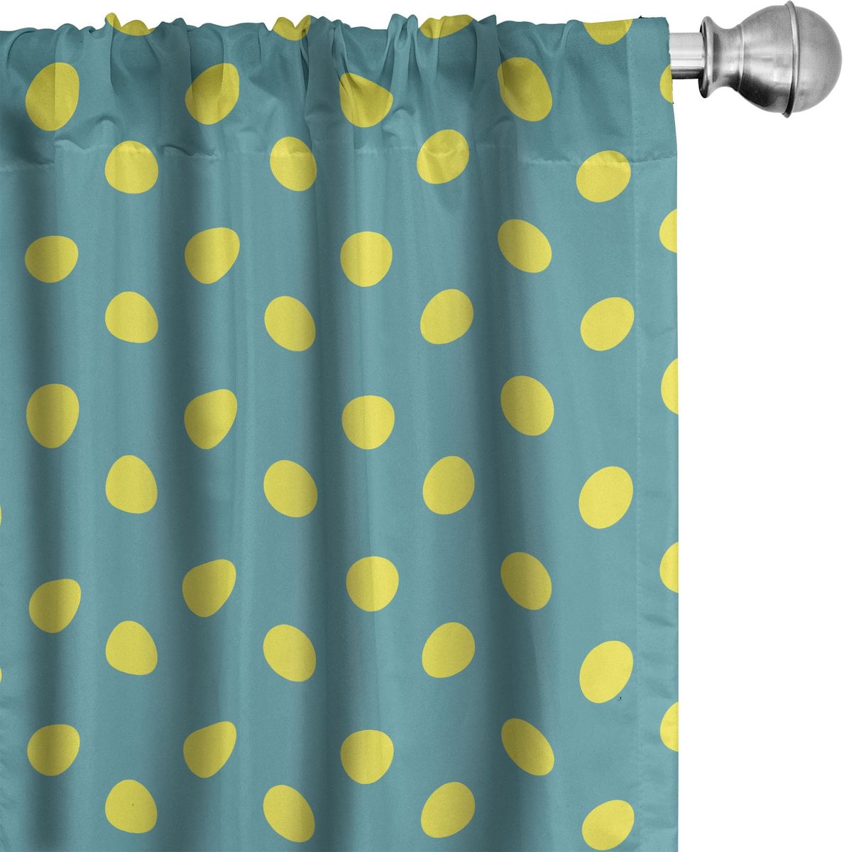 ABAKUHAUS Geel-Teal Gordijnset – Microvezel, 2×75×175 cm, Halfdonkerend Blauw