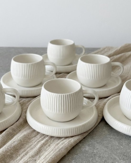 Bavary Chubby Lines - Ensemble de tasses à café 12 pièces - 120 ml