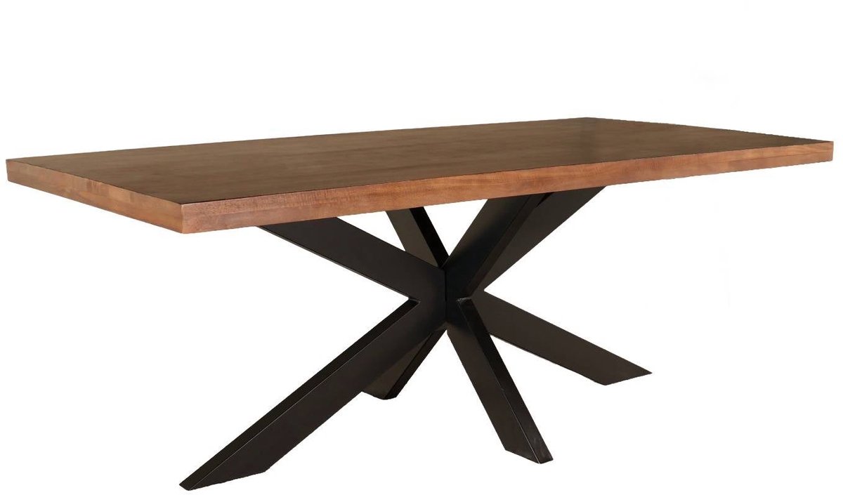 Lizzely Garden & Living Eettafel langwerpig mangohout 200cm John langwerpige tafel duurzaam mango eetkamertafel Bruin