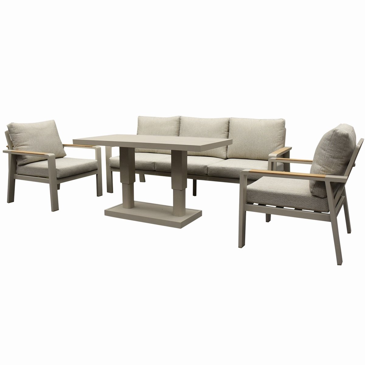 Lola stoel bank dining loungeset 4 delig verstelbare tafel latte zand