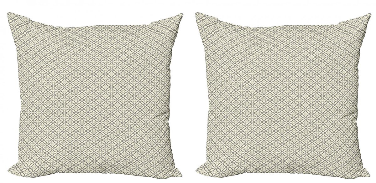ABAKUHAUS Geometrisch Kussenhoes – 2x40x40 cm – Dubbelzijdig gedrukt – Microvezel Multicolor Schwachgrau