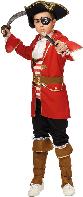 Faram Party Carnaval verkleed kostuum Kapitein piraten pak - rood - voor kinderen - zeerovers - piraat 104