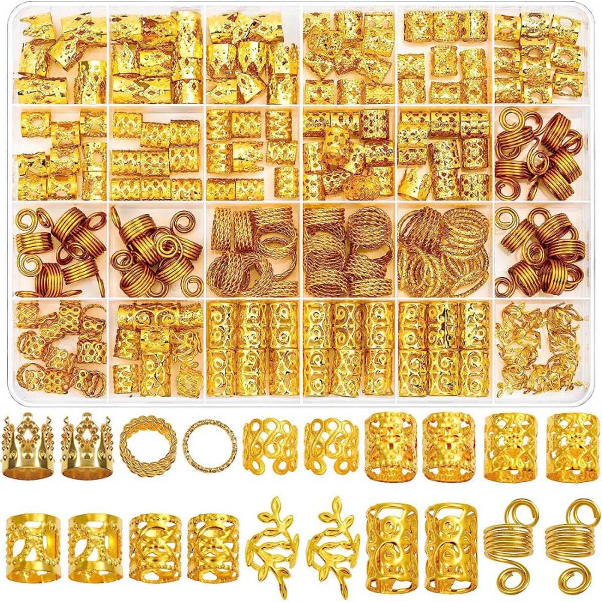 220 Pcs Gouden Haarsieraden voor Vlechten en Dreadlocks