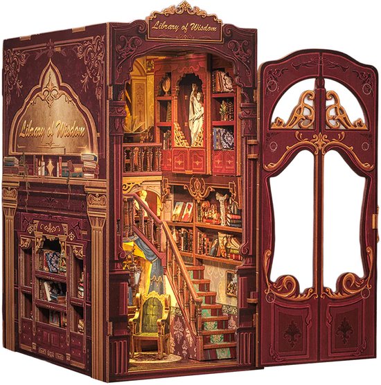 CuteBee Book Nook - Modelbouw - Houten 3D Puzzel - DIY Bouwpakket Volwassenen en Volwassenen - Boekensteun - Boekenhouder - Libary of Wisdom