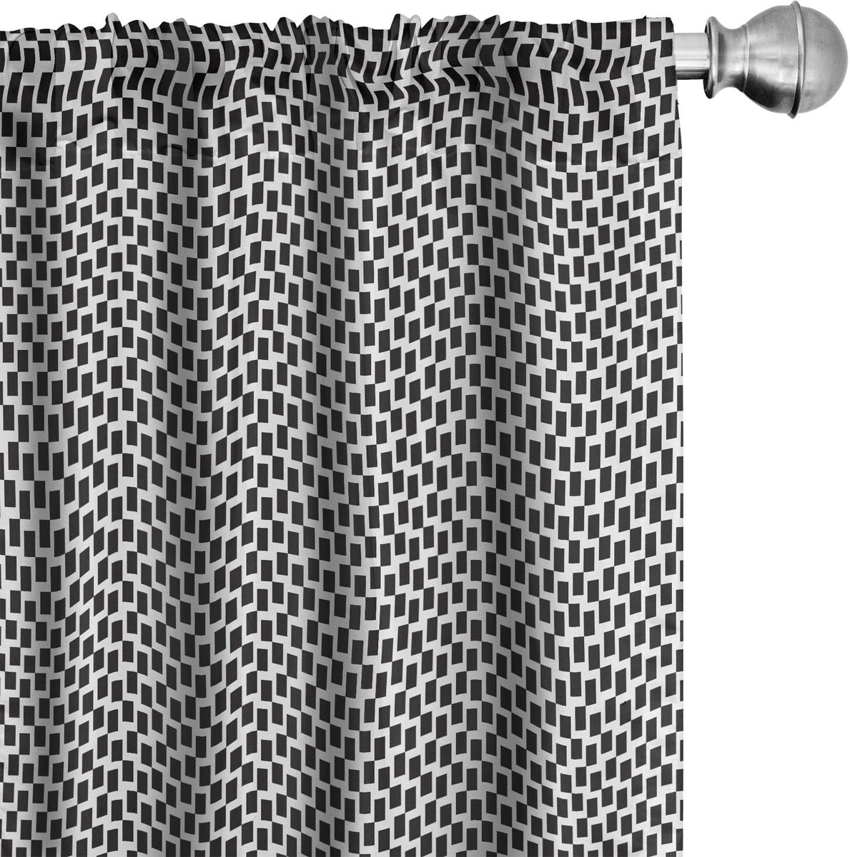 ABAKUHAUS 2x Voorhangpanelen 75x245 cm – Mikrofaser, zwart-wit Zwart en wit