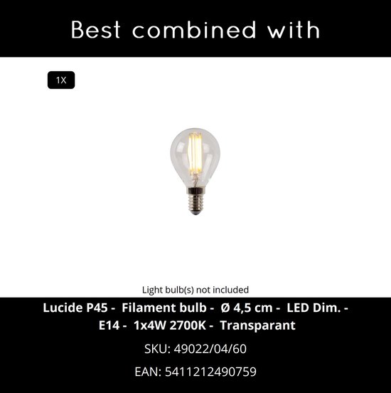 Lucide MARMO - Lampe de table - Ø 16 cm - 1xE14 - Noir