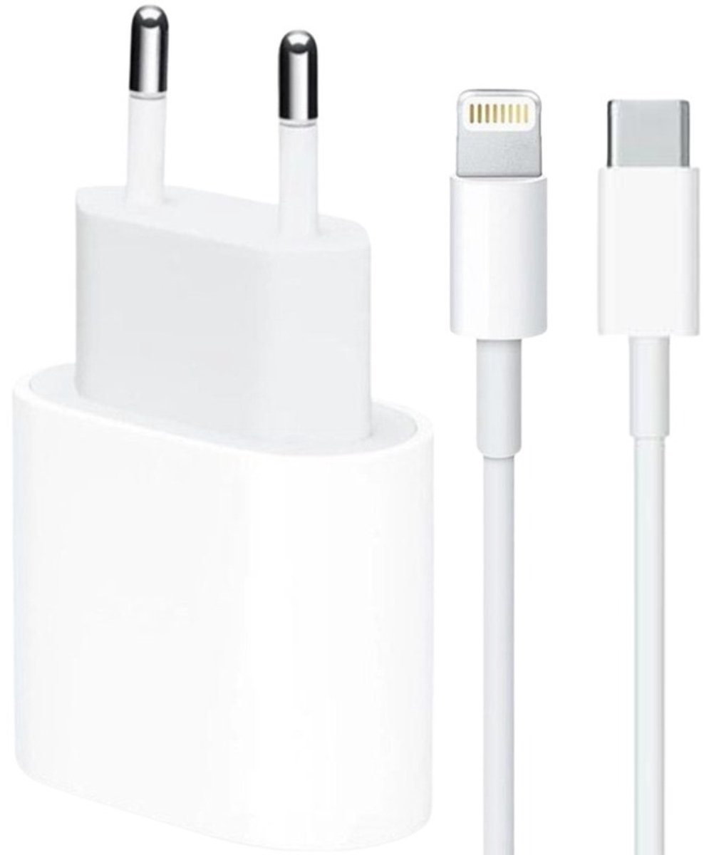 Oplader 20W USB-C incl 1M Lightning kabel - Geschikt voor iPhone - Geschikt voor Lightning - Oplader - Quick Charge - Snellader - Laadstekker -