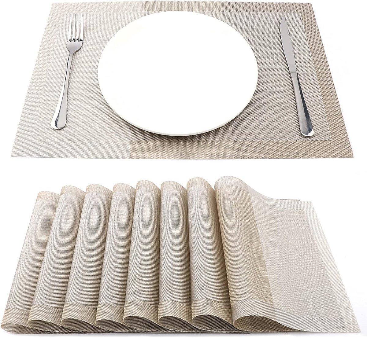 Geweven Placemats Set van 8 - Hittebestendig en Duurzaam Vinyl voor Tafelbescherming
