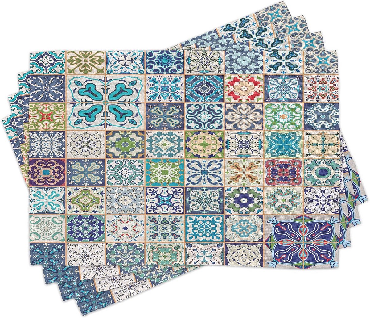 Flora Wasbare Stoffen Placemat Set van 4 voor Eettafel - Veelkleurige Decoratie