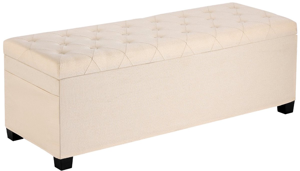 Poef met Opbergruimte - Opbergbank/Voetenbank - 110 x 40 x 40 cm - Draagvermogen tot 299,37 kg - Opvouwbaar - Gevoerd - Metalen Frame - Beige