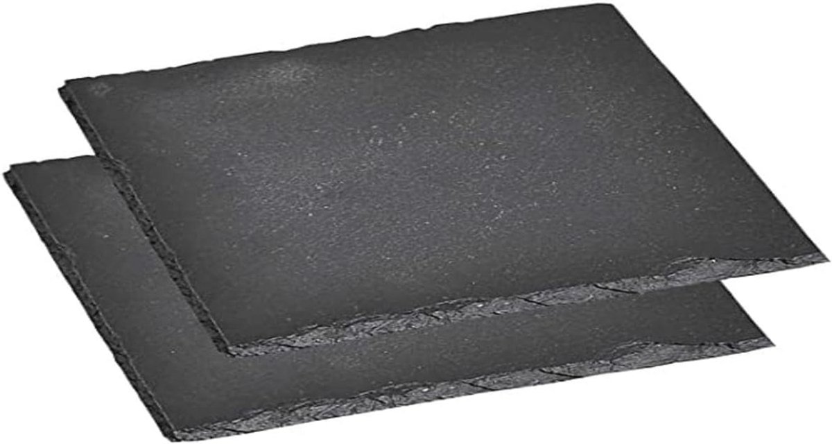 Set van 2 Serveerplaten van Leisteen - Buffetplaten Geolied, 200 x 200 mm, Zwart