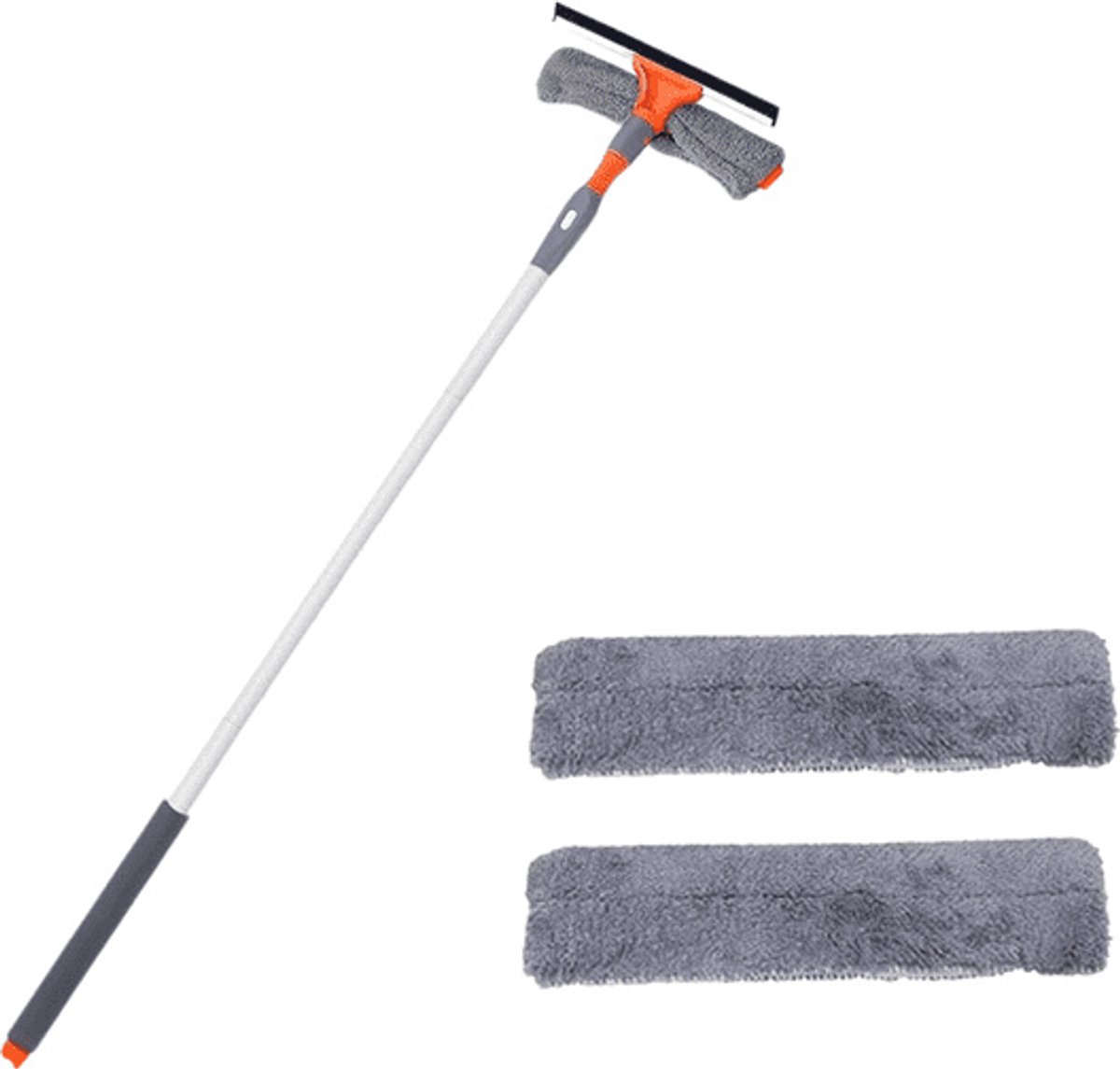 Home & Marker - 3-in-1 Raamreiniger - Met Telescoopsteel - Sprayfunctie - Microvezeldoek - Wisser - 43,4cm - Verstelbaar - Inclusief 3 Doeken - WINDCLEANCLOTH