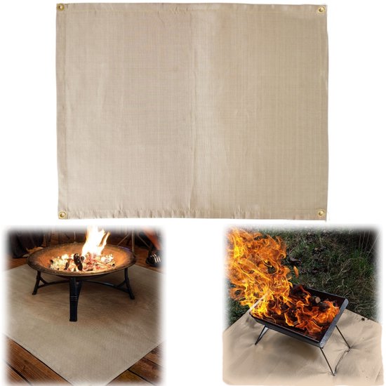 Outsunny Open Haard Met Vonkbescherming, Inclusief Pook En Afdekking Weerbestendig Bruin Zwart~1lc038geg0g01