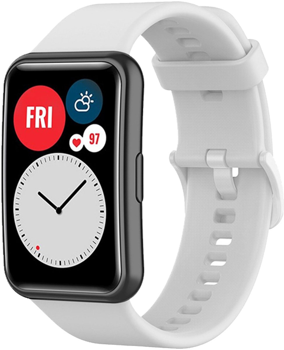 Siliconen bandje - Geschikt voor Huawei Watch Fit - Wit