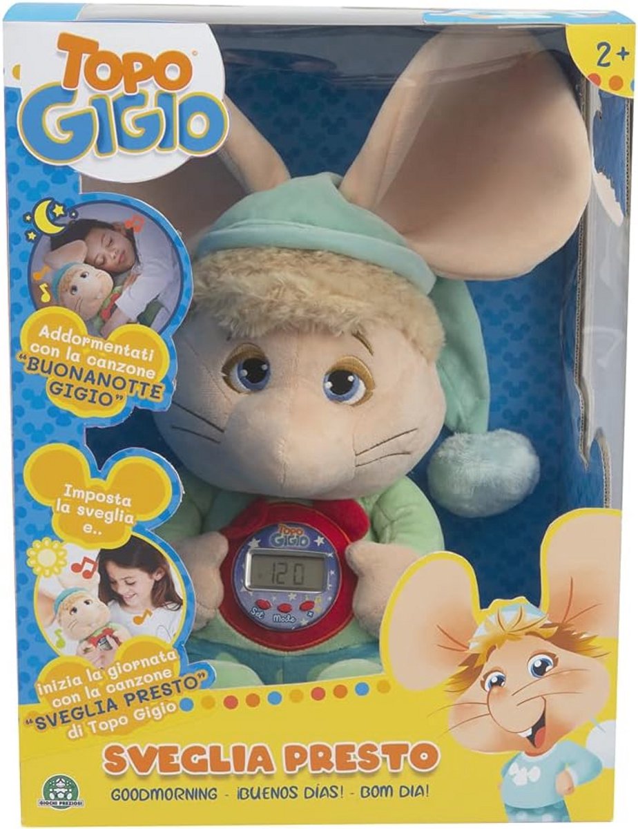 Muis Gigio Wekker met Digitale Klok en Twee Originele Songs