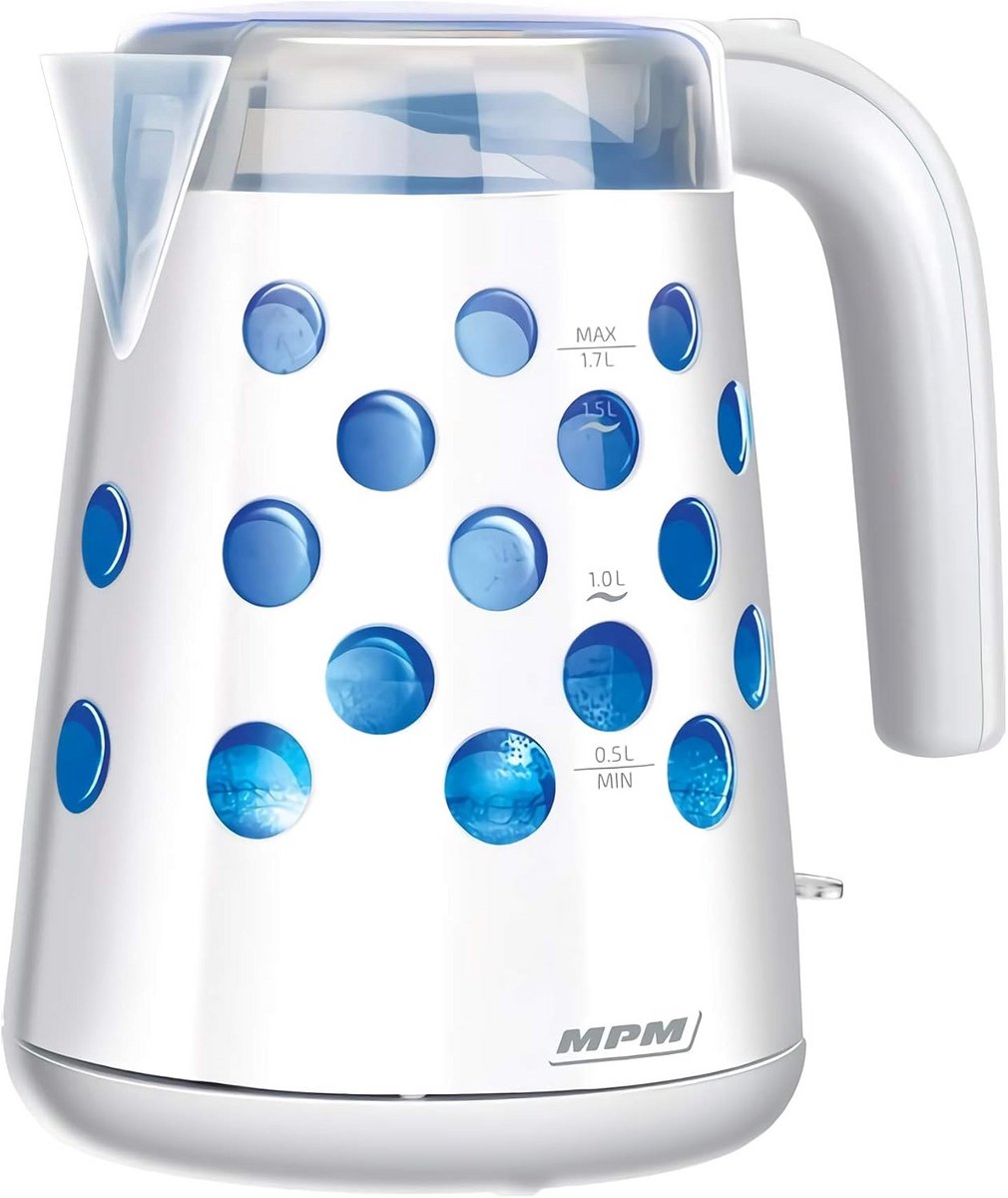Elektrische waterkoker 1,7 l met BPA-vrije kunststof, draadloos en automatische uitschakeling - 2200 W