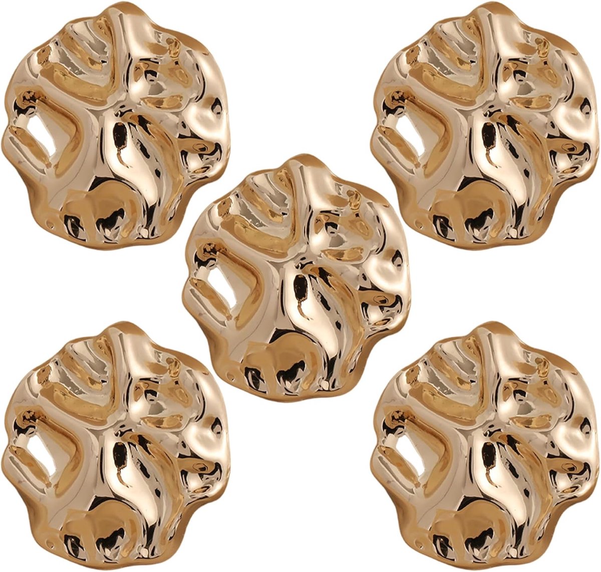 5Pcs Mooie Goud Kleur Schacht Knoppen Zinklegering Onregelmatige