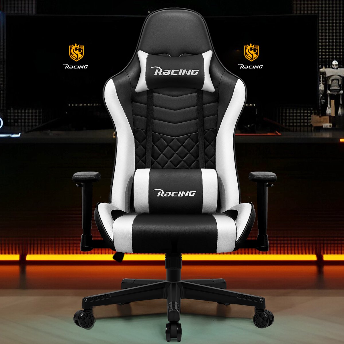 Hiaonyx Gamestoel 170° Verstelbaar Wit 150kg Belastbaarheid