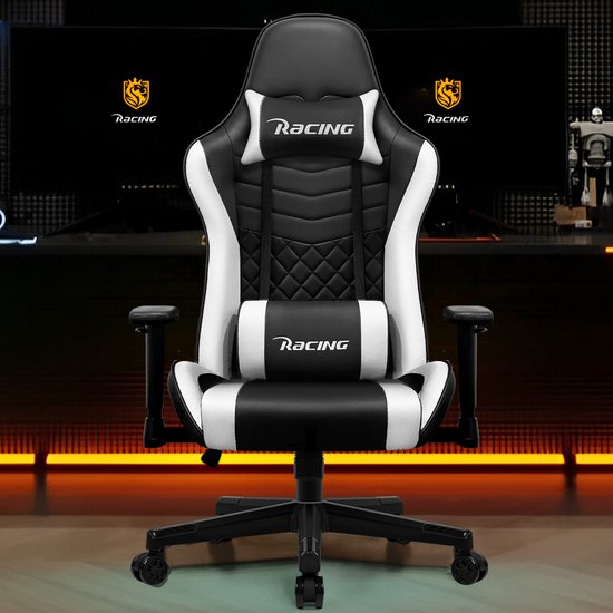 Hiaonyx Gamestoel 170° Verstelbaar Wit 150kg Belastbaarheid