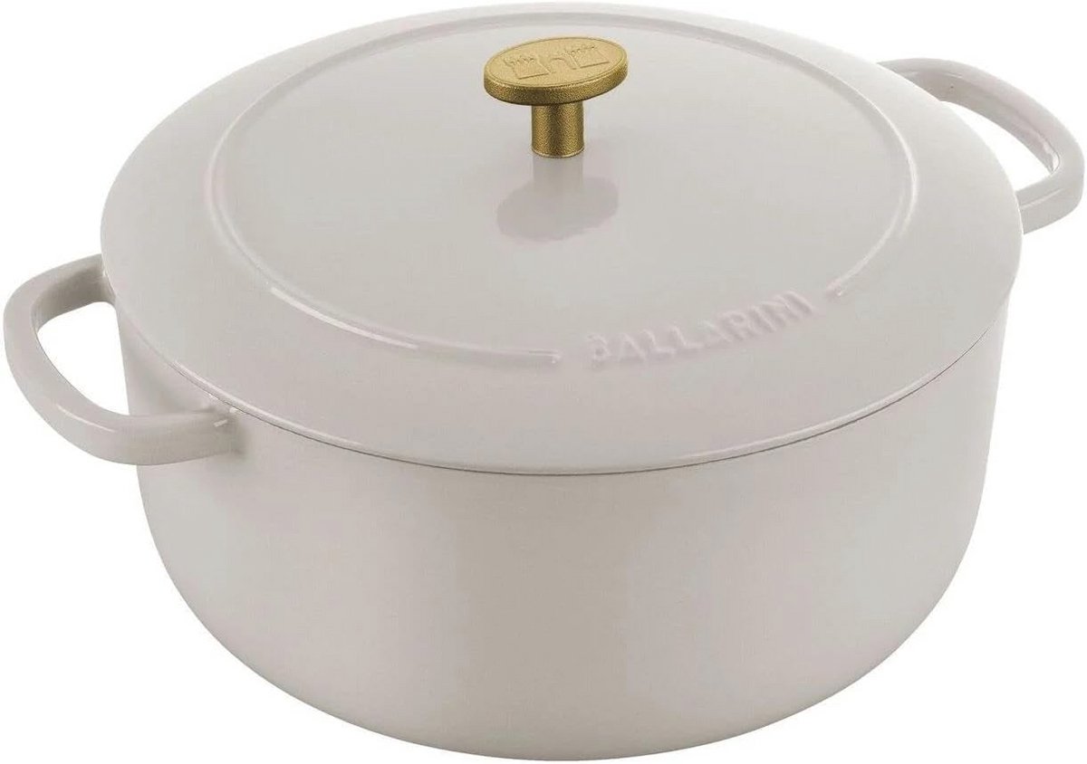 Ovenschotel rond, geëmailleerd gietijzer, 24 cm, 4 l, Ivoorwit
