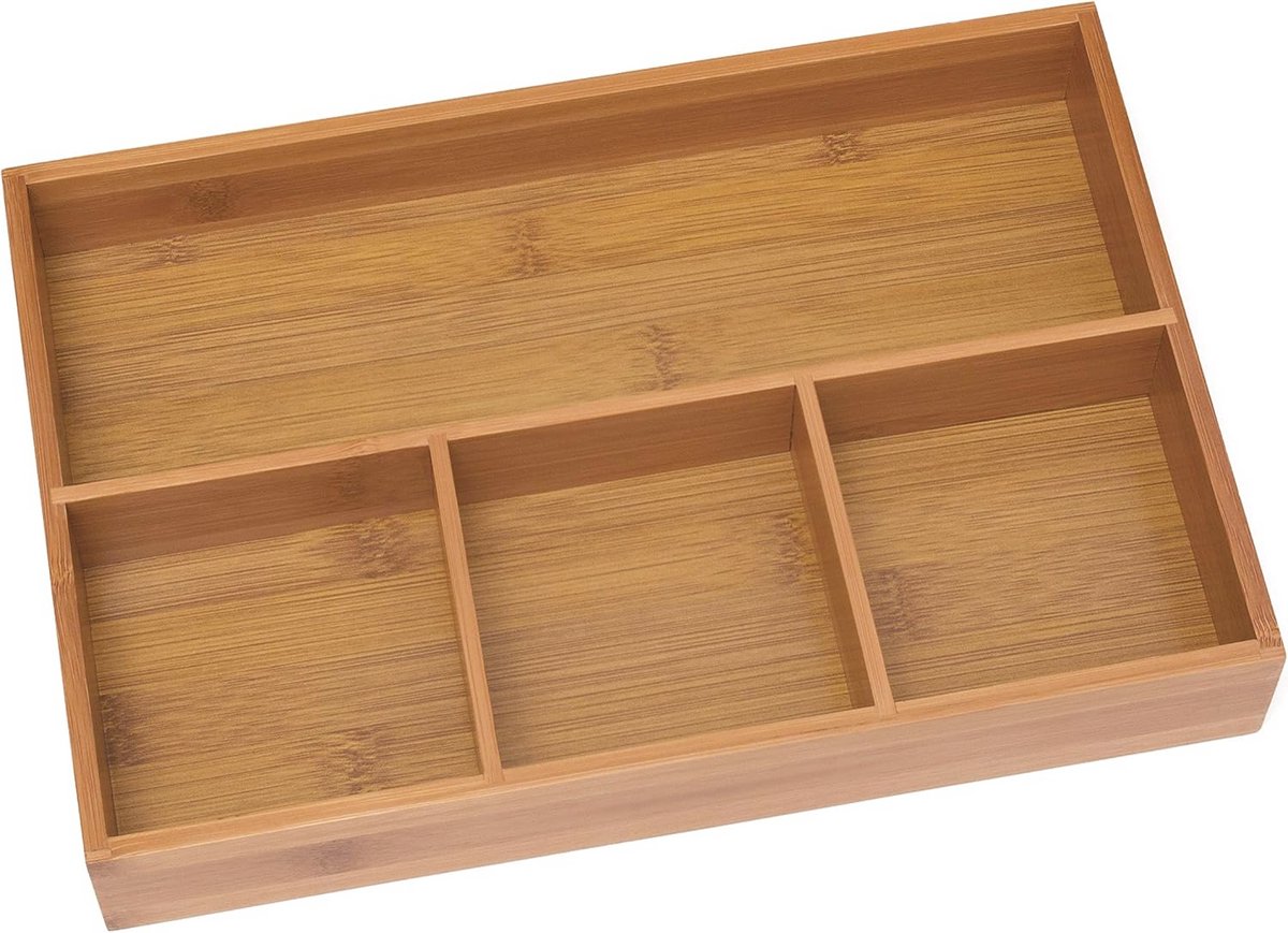 Bamboe Houten Organizer met 4 Compartimenten voor Laden - 11 5/8" x 7 7/8" x 1 3/4"