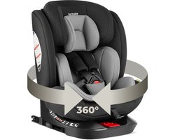 tectake® Draaibare Autostoel - Kinderstoel - i-Size / Isofix Autostoeltje - Zitverhoger - Kinderzitje auto - Autozitje - 5-punts-gordel - Vanaf geboorte tot 150cm/18kg