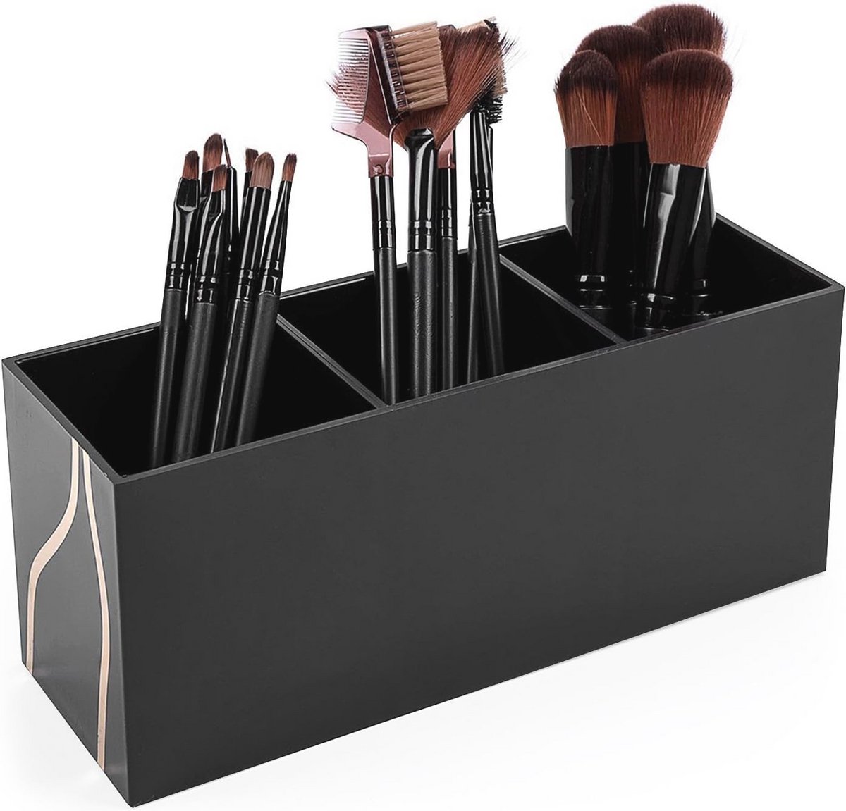Makeup Brush Holder Organizer met 3 Slots van Acryl - Cosmetische Borstels Opbergluick