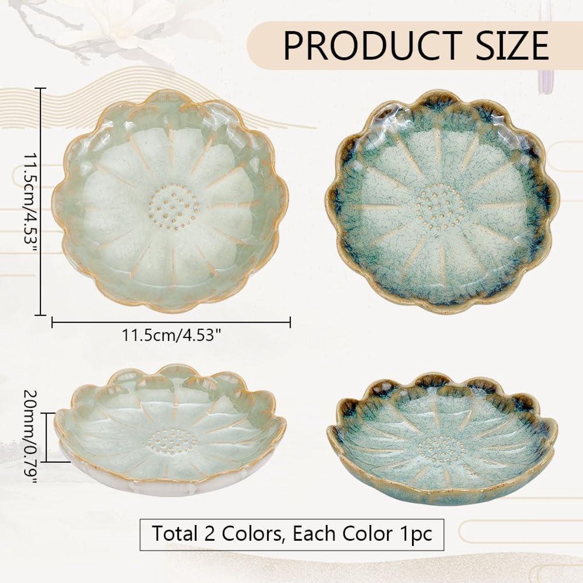 Allecta - Keramische Lotus Bloem Sieradenlade voor Ringen en Oorbellen - Sieradenschaal met Saus Kom en Serveerschaal - Trinket Tray voor Nachtkastje en Entryway Tafel - Thuisdecoratie in 2 Kleuren