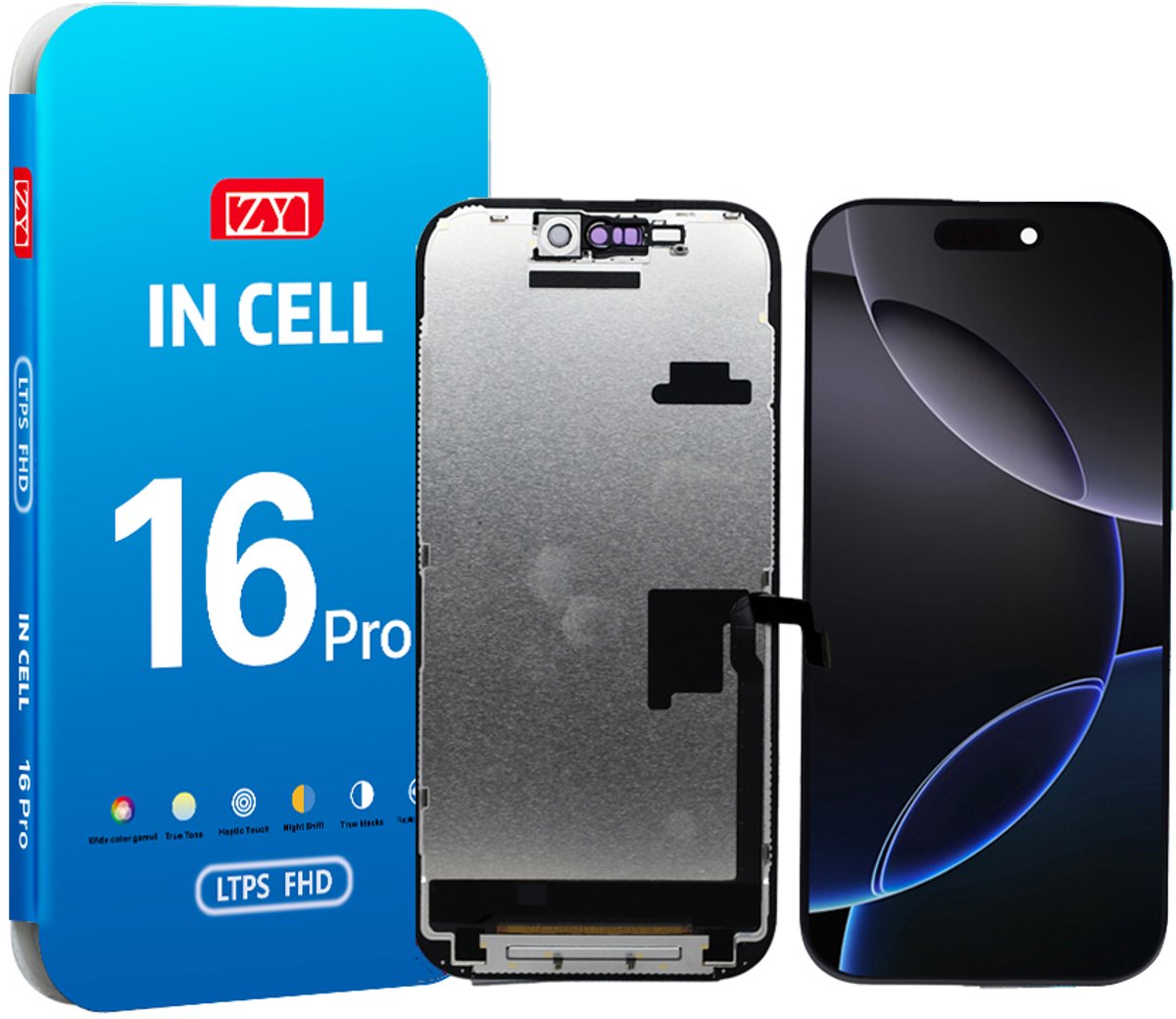 ZY Incell COF LCD scherm voor iPhone 16 Pro – 120Hz – vloeiende weergave – IC overzetbaar