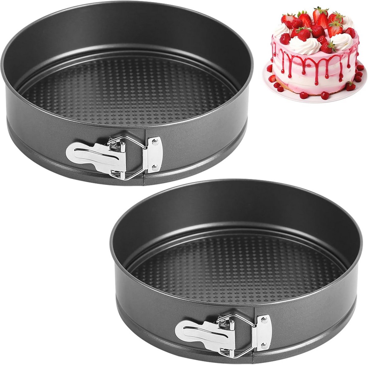 Ronde Springvormen Set van 2 - 12 cm, Antiaanbaklaag, Taartvormen voor Perfecte Taarten