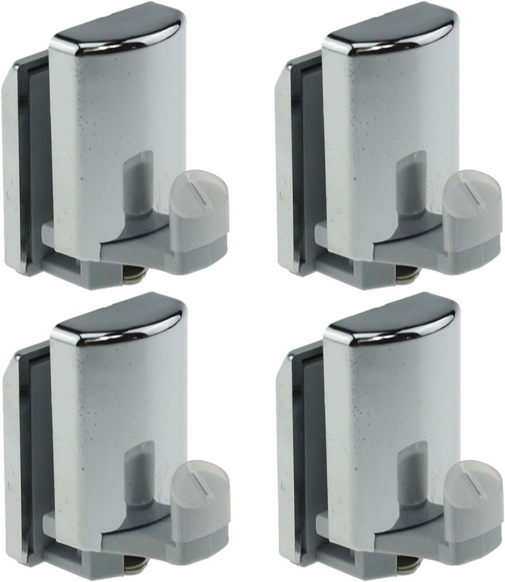 Douchedeurhaken Set van 4 - Verchroomd en Voor 8 mm Glas