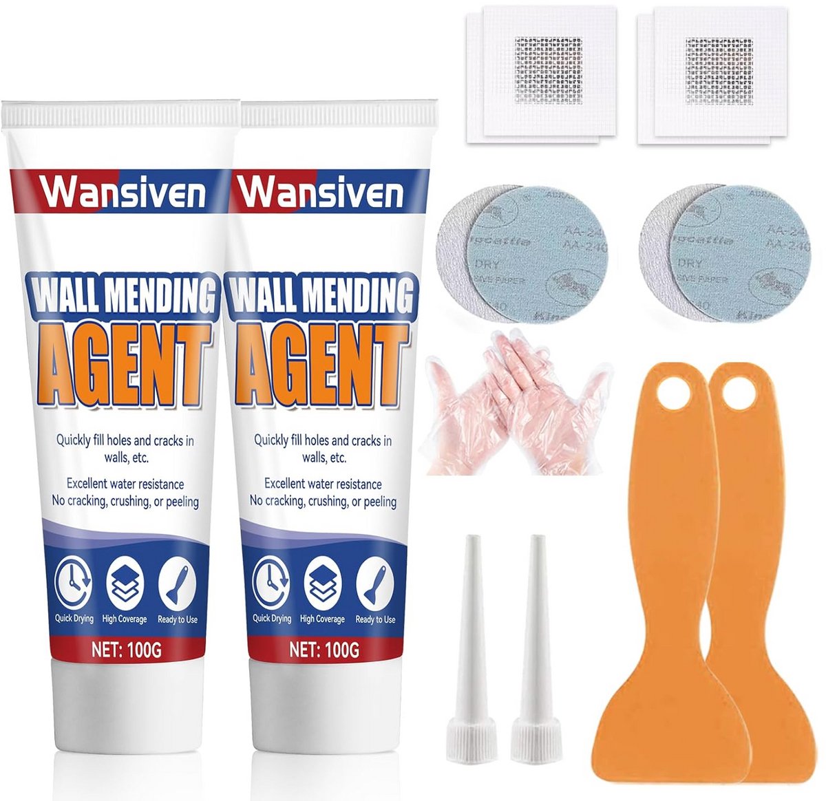 Muurreparatiepasta Wit Set voor Gaten en Scheuren Waterdicht