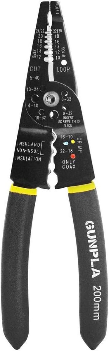 Multifunctionele Draadstripper voor Kabels, Schroeven en Draden - 200 mm Krimptang met Ergonomische Grip