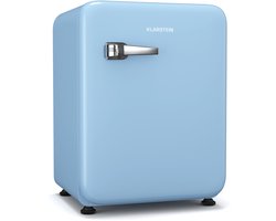 Klarstein Audrey Evo 68L Retro Mini Kühlschrank - Leise 40 dB, Kompakter Kühlschrank Klein mit Verstellbaren Füßen, Wendetür, Mechanischem Thermostat, Blau, Ideal für Schlafzimmer und Büros