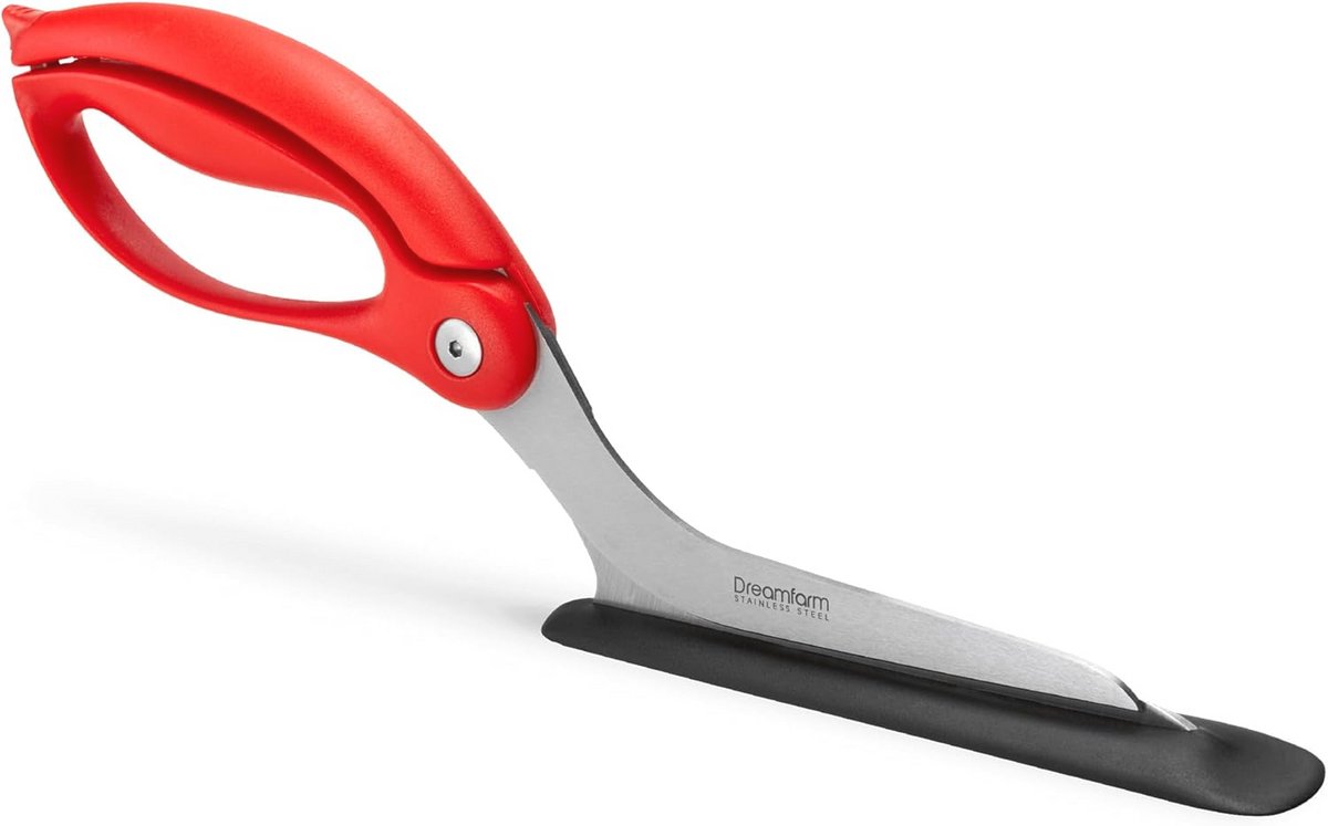Ergonomische 2-in-1 Pizzasnijder met Niet-Stick Sliceserver - Rood