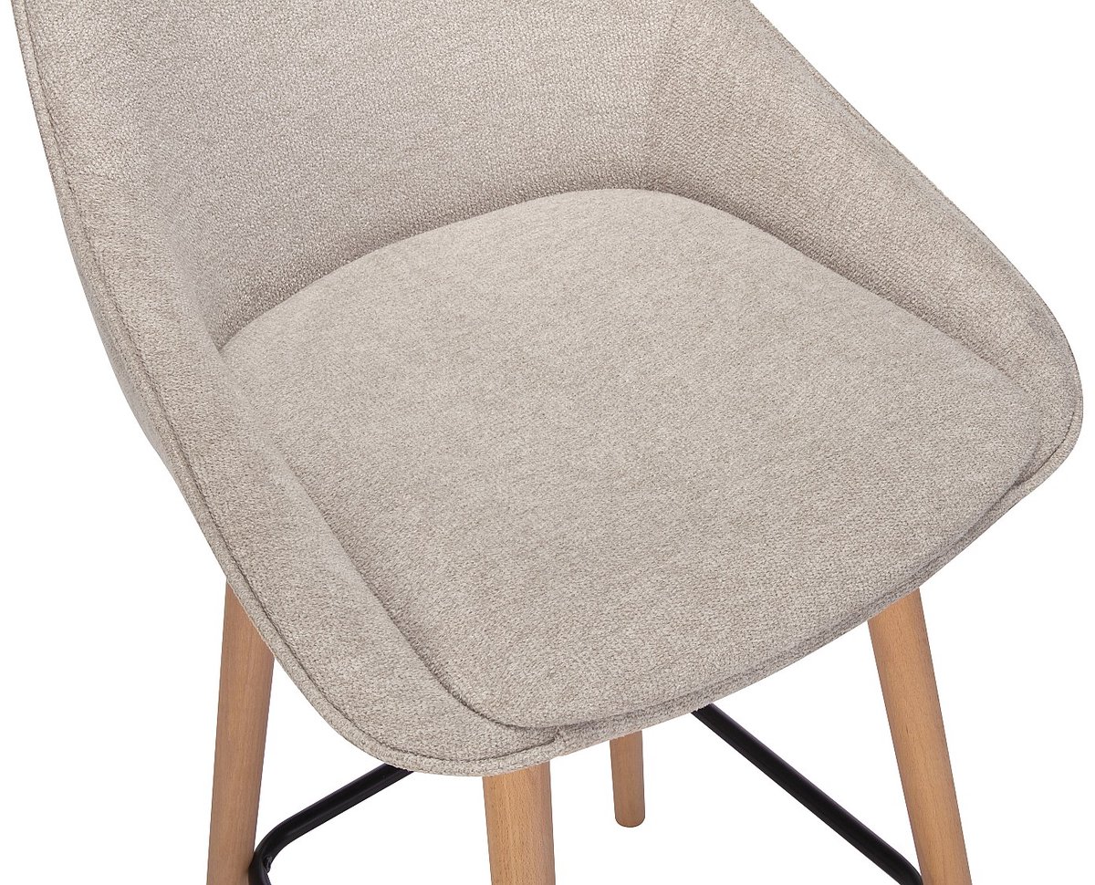 Vente-unique Set van 2 barkrukken in textuurstof en beukenhout - Beige - MASURIE