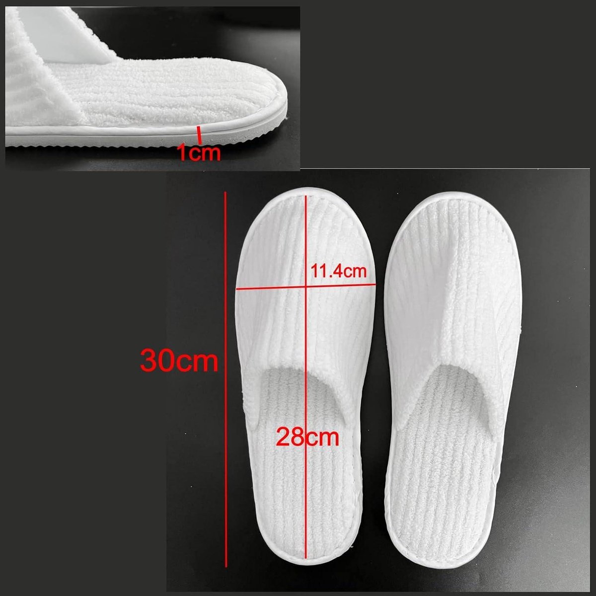 Allecta - Grote Heren Wegwerppantoffels in Wit - Unisex Gastenpantoffels - Hotelslippers - Fluwelen Pantoffels - Gesloten teen - Spa & Vakantie - Set van 2 — cadeau in Cadeau-ideeën - foto 2