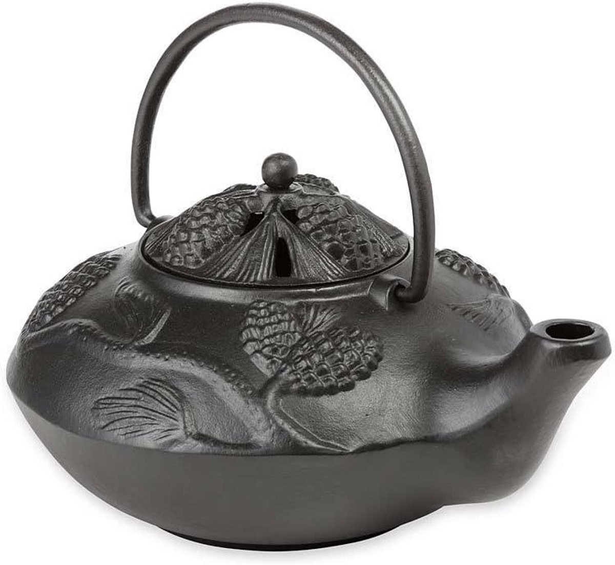 Gietijzeren Houten Kettle Stoomketel met Dennenappelontwerp - Zwart - 2,5L