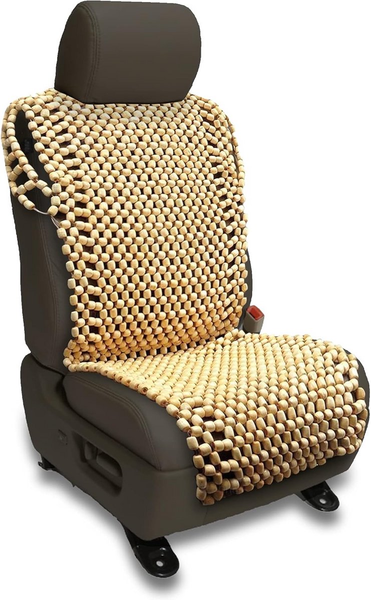 Houten Kralen Zitkussen Massage Universeel - Ventilerend & Comfortabel Autostoel Kussen