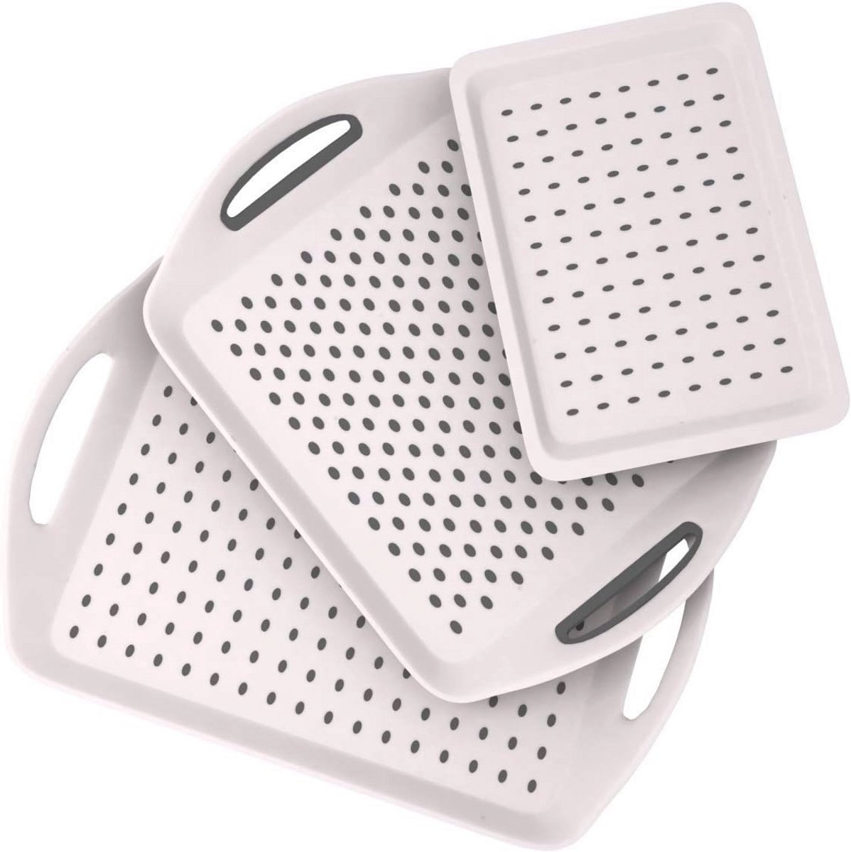 3 Stuks Anti-Slip Voedseldienbladen met Handgrepen - Ideaal voor Diner, Ontbijt en Snacks