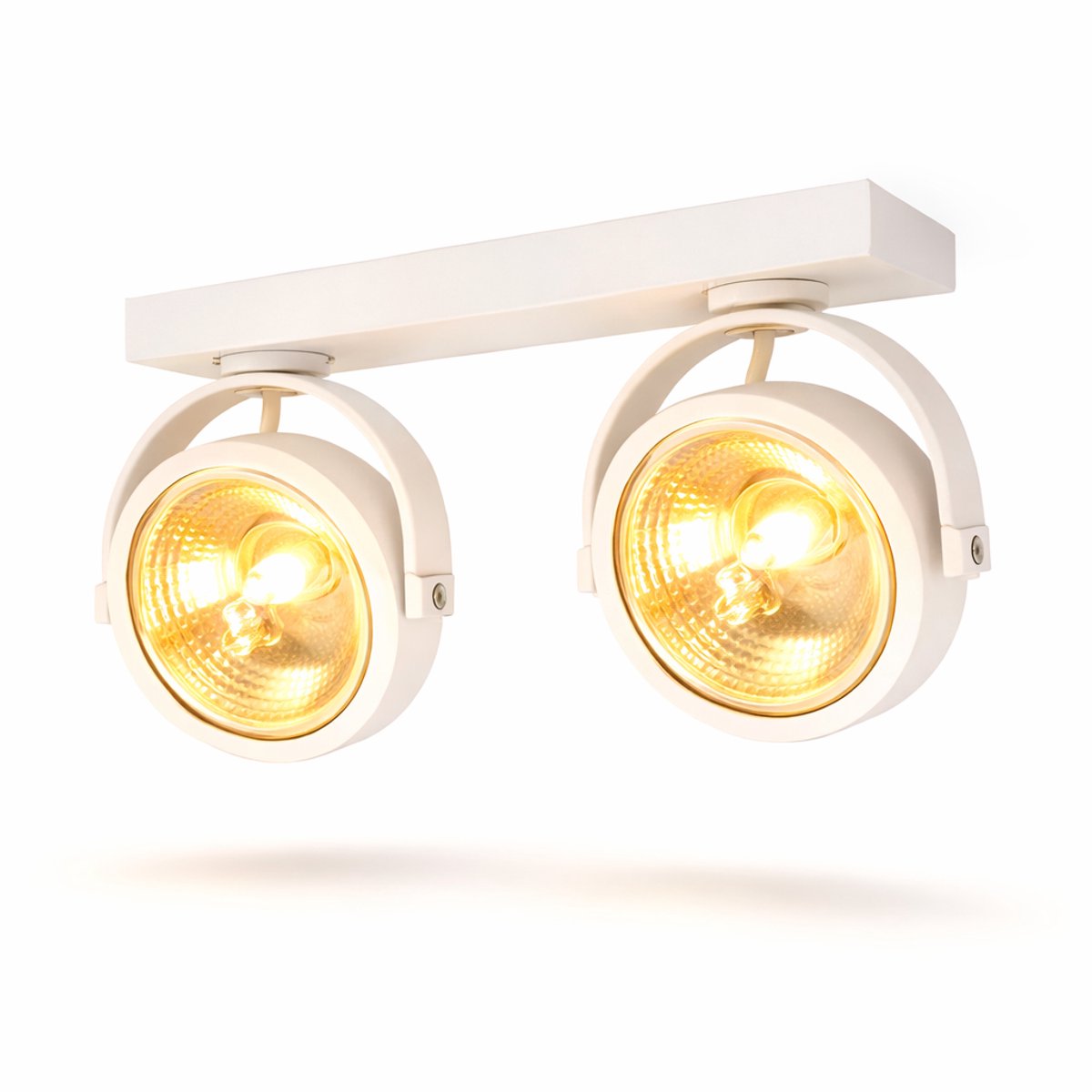 Verstelbare Plafondspot - AR111 Opbouwarmatuur Wit - 15W 2x GU10 Verstelbare Verlichting voor Keuken en Slaapkamer - Inclusief Lichtbron warm wit licht