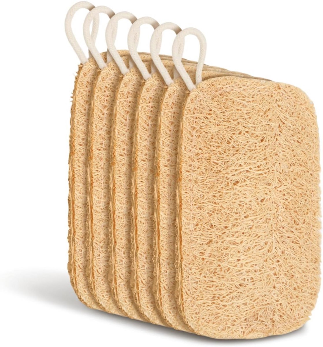 Natuurlijke Luffa-sponzen - Set van 6 voor Keuken en Badkamer - 11 x 7,5 cm