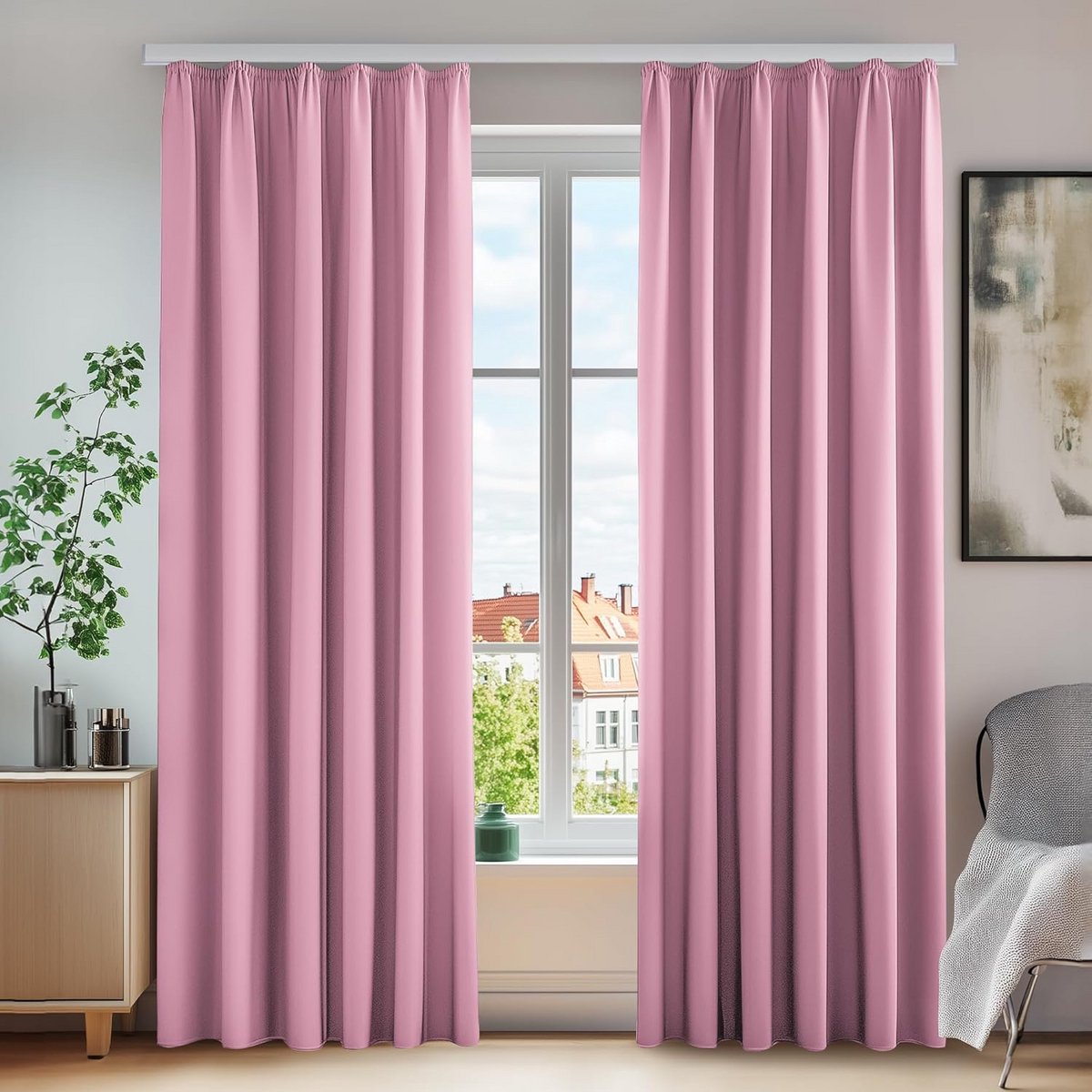 2 Verduisterende Gordijnen Roze - Isolerend & Geluidsdicht - 140x175 cm