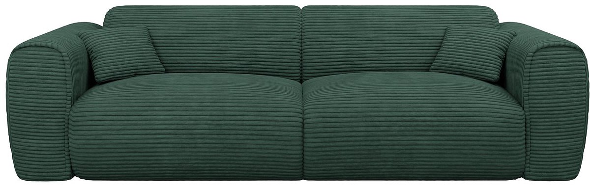 Vente-unique Vierzitsslaapbank express in dennengroen ribfluweel - Slaapoppervlak 160 cm - POGNIA