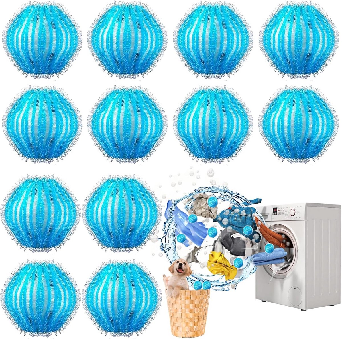 12 Herbruikbare Pluisballen voor Wasmachine - Haarverwijderaar voor Dierenharen