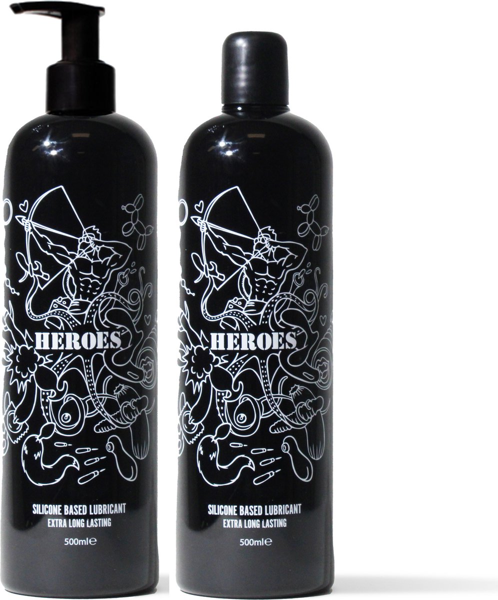 HEROES Siliconen Glijmiddel inclusief DOSEERPOMP - 2 x 500ml | NIEUW!