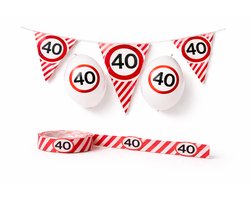 3BMT® 40 jaar verjaardag versiering - pakket - slinger, ballonnen en afzetlint