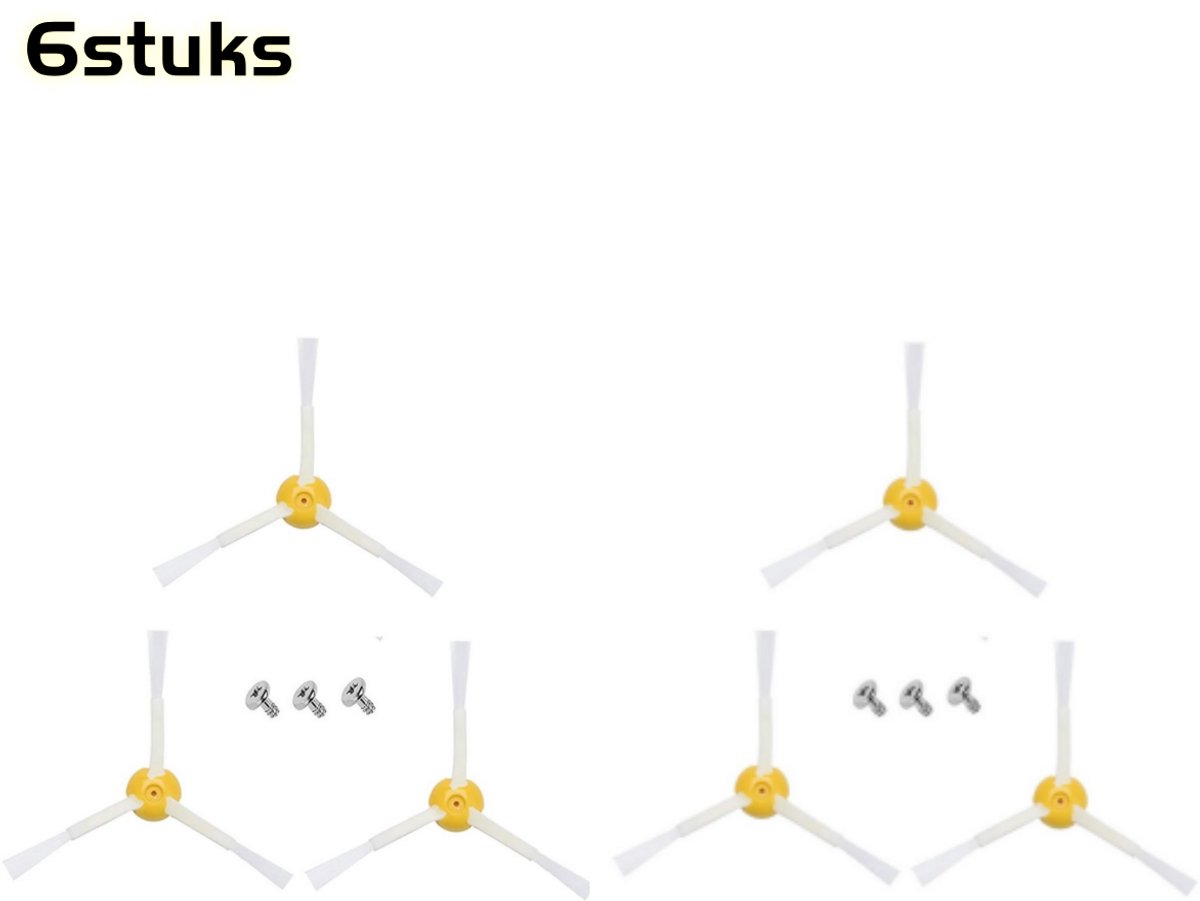 6 stuks - Accessoires voor veegmachines - Zijborstels voor iRobot Roomba 800- en 900-serie - Vervangende borstels voor modellen 860, 870, 880, 980, enz. - Reinigingsaccessoires - Wit
